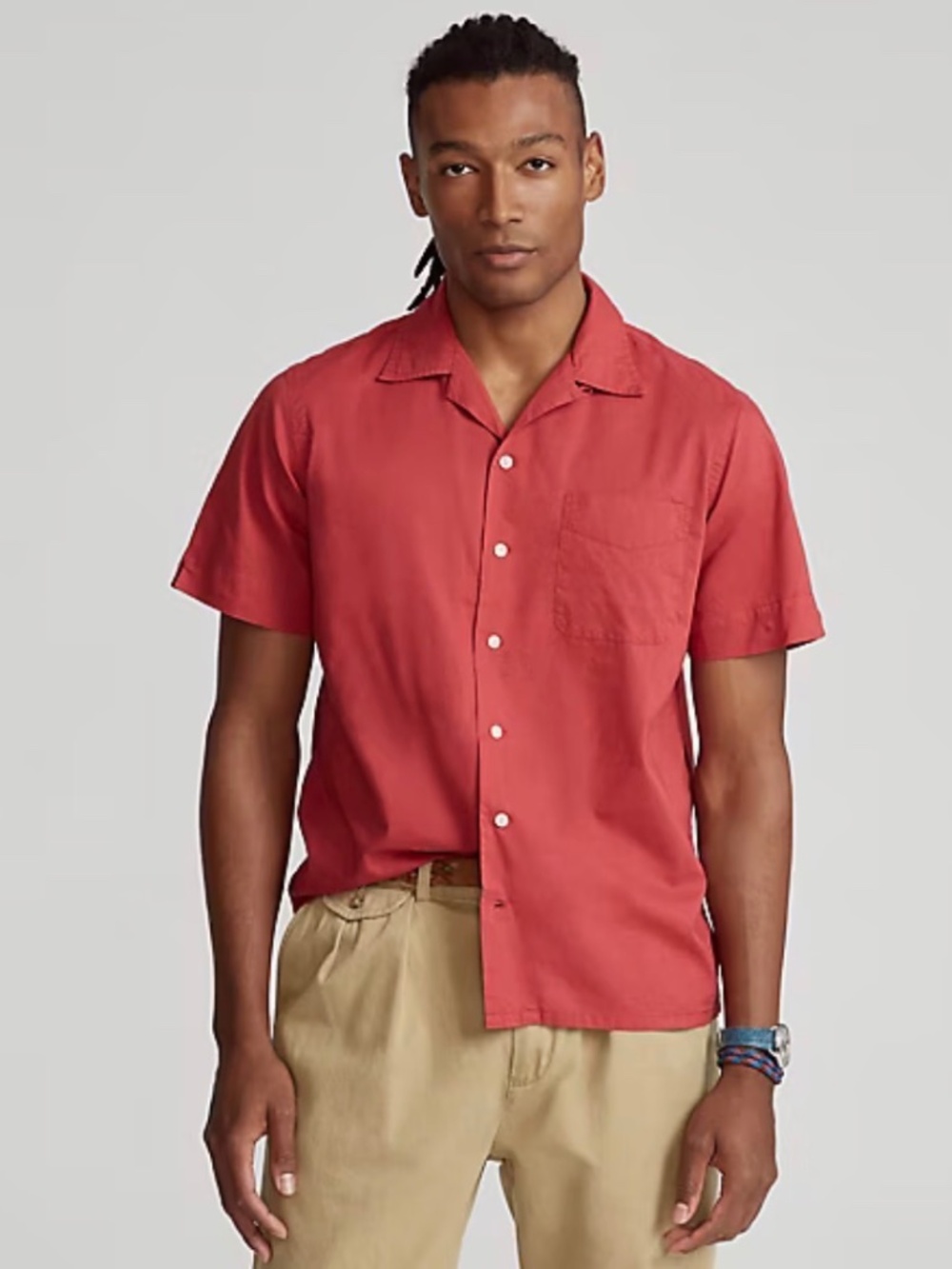 Polo Ralph Lauren Coral Red Classic Fit Cotton Camp Shirt M